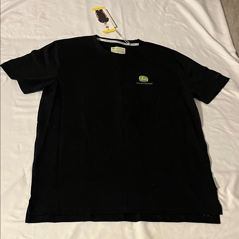 John Deere Black Tee with Green Logo